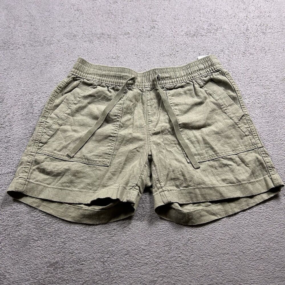 Nautica Linen Blend Shorts Women's XS Green Pull On Drawstring Casual Summer